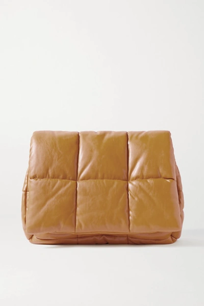 Shop Stand Studio Wanda Quilted Faux Leather Clutch In Mustard