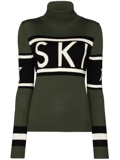 Shop Perfect Moment Ski Intarsia-knit Turtleneck Jumper In Black