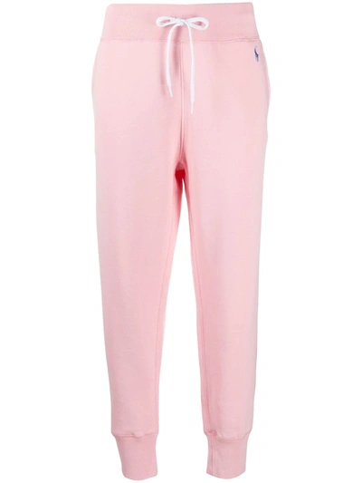 Shop Polo Ralph Lauren Logo-embroidered Tapered Track Pants In Pink