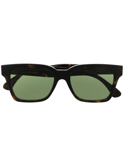 Retrosuperfuture Tortoiseshell Pattern Square Sunglasses In Black