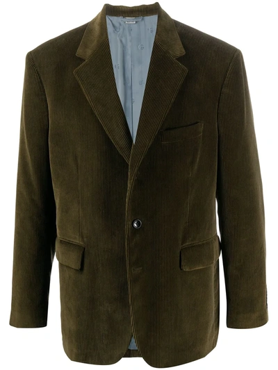 Shop Gucci Corduroy Single-breasted Blazer In Green