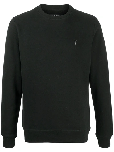 Shop Allsaints Embroidered-logo Cotton Sweatshirt In Black