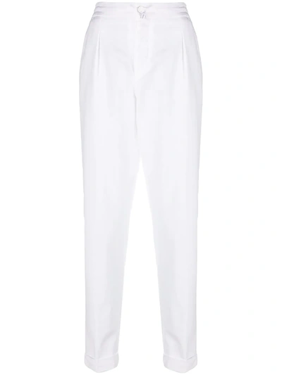 Shop Kiton High-rise Straight-leg Trousers In White
