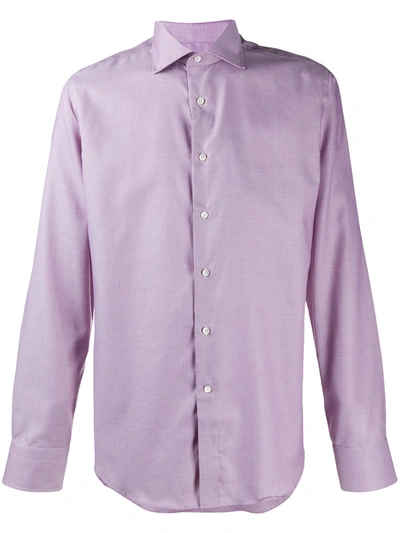 Shop Canali Tailored Cotton Long-sleeved Shirt In Pink