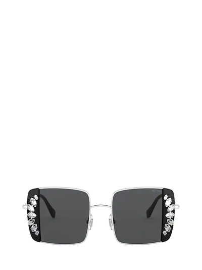 Shop Miu Miu Mu 56vs Silver / Black Sunglasses In 01e5s0
