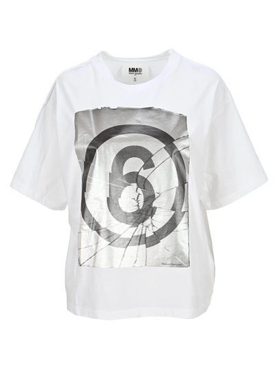 Shop Mm6 Maison Margiela Mm6 6 Logo T-shirt In White