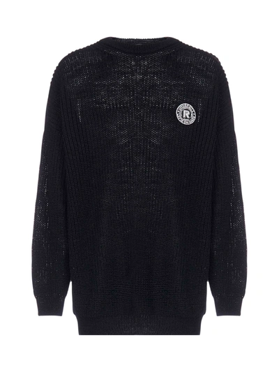 Shop Raf Simons Badge-logo Oversized Wool Sweater In Black