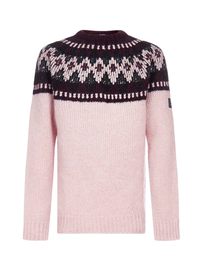 Shop Raf Simons Alpaca And Wool Jacquard Sweater In Pink Dark Purple