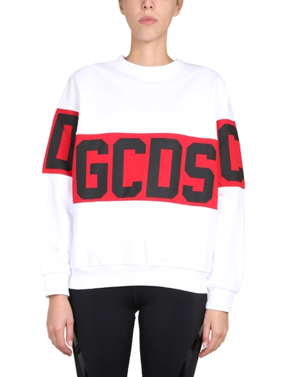 Shop Gcds Crew Neck Sweatshirt In Bianco