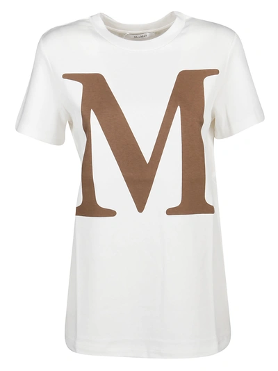 Shop Max Mara T-shirt Ufo In Bianco/lettera Cuoio
