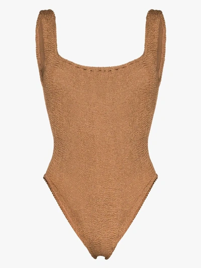Hunza G Classic Square One Piece Metallic Cocoa One Size In Brown