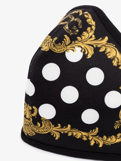 Shop Dolce & Gabbana Black Baroque Polka Dot Print Face Mask