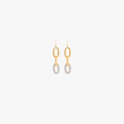 Shop Kenneth Jay Lane Gold Tone Chain Link Crystal Earrings