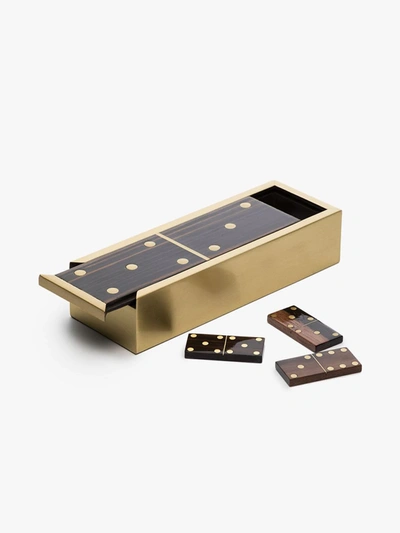 Shop L'objet Gold-tone Deco Dominoes Set In Black