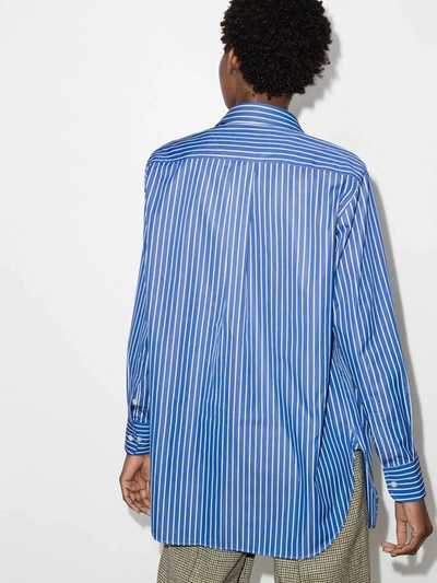 Shop Hommegirls Striped Cotton Shirt In Blue