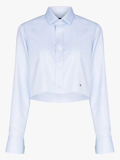 Shop Hommegirls X Browns 50 Cropped Cotton Shirt In Blue