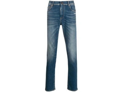 Pre-owned Off-white Stonewash Skinny Fit Denim Jeans Medium Blue/white