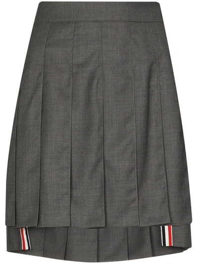 Shop Thom Browne Pleated High-low Skirt In Grey