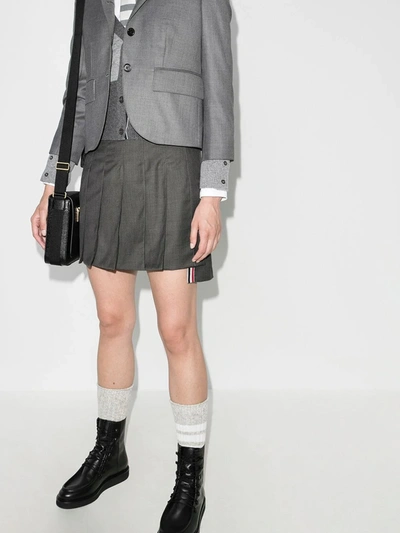 Shop Thom Browne Pleated High-low Skirt In Grey