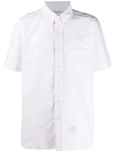 Shop Thom Browne Grosgrain-trim Oxford Shirt In White