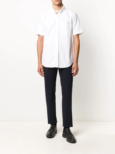 Shop Thom Browne Grosgrain-trim Oxford Shirt In White