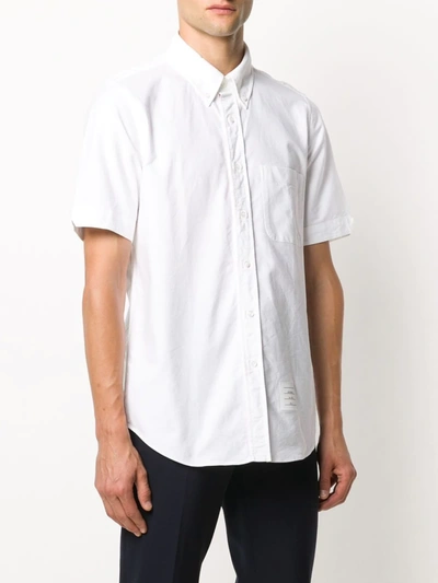 Shop Thom Browne Grosgrain-trim Oxford Shirt In White