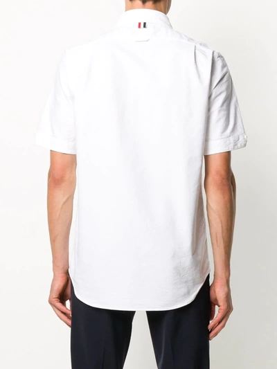 Shop Thom Browne Grosgrain-trim Oxford Shirt In White