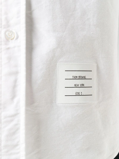 Shop Thom Browne Grosgrain-trim Oxford Shirt In White