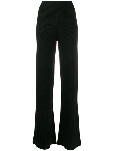 Shop Cashmere In Love Ribbed Flared Cortina Trousers In Black