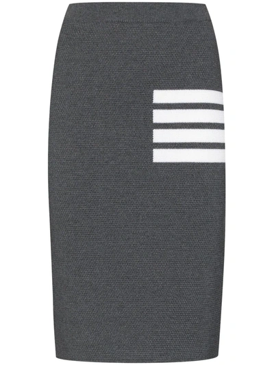 Shop Thom Browne 4-bar Wool-blend Pencil Skirt In Grey