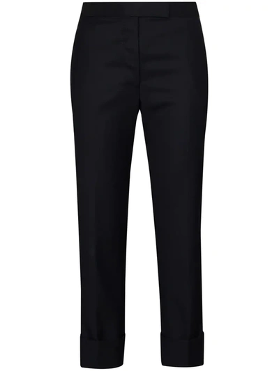 Shop Thom Browne Super 120s Cropped Wool Trousers In 415 Navy