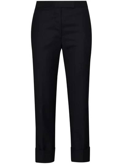 Thom Browne Super 120s Cropped Wool Trousers In 415 Navy