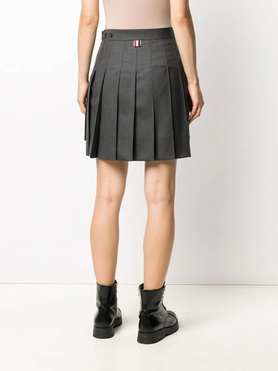 Shop Thom Browne High-waisted Pleated Mini Skirt In Grey