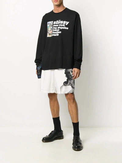 Shop Stussy Italic Collage Long-sleeved T-shirt In Black