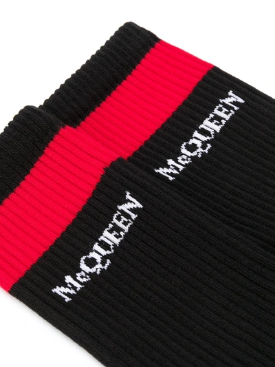 Shop Alexander Mcqueen Logo Contrasting Socks In Black