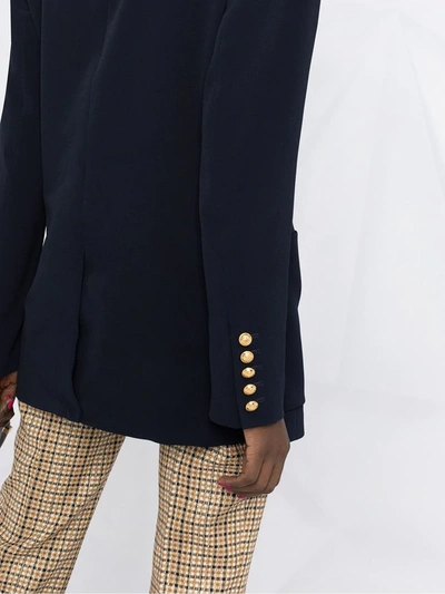 Shop Balmain Double-breasted Blazer In Blue