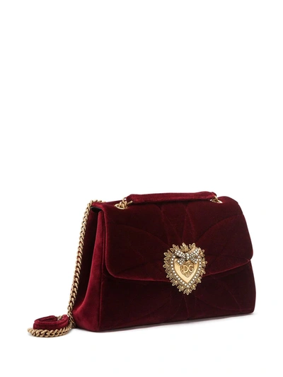 Shop Dolce & Gabbana Quilted Devotion Shoulder Bag In Red