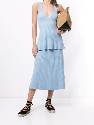 Shop Altuzarra Ireene Ribbed-knit Skirt In Blue