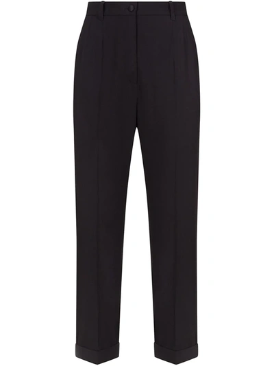 Shop Dolce & Gabbana High-waisted Cropped Trousers In Black