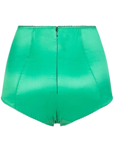 Shop Dolce & Gabbana High-waisted Brief Bottoms In Green