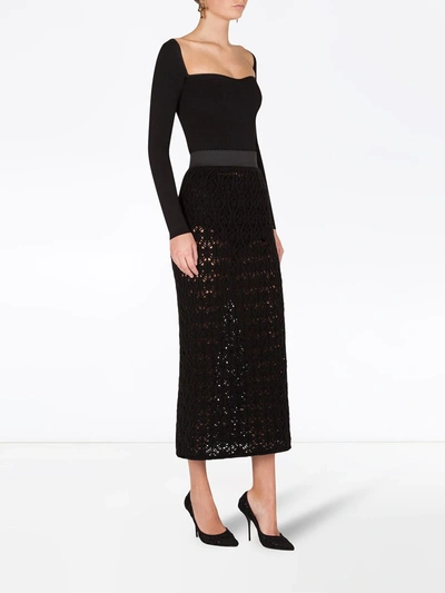 Shop Dolce & Gabbana Lace-effect Pencil Skirt In Black