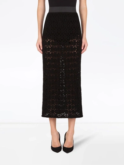 Shop Dolce & Gabbana Lace-effect Pencil Skirt In Black