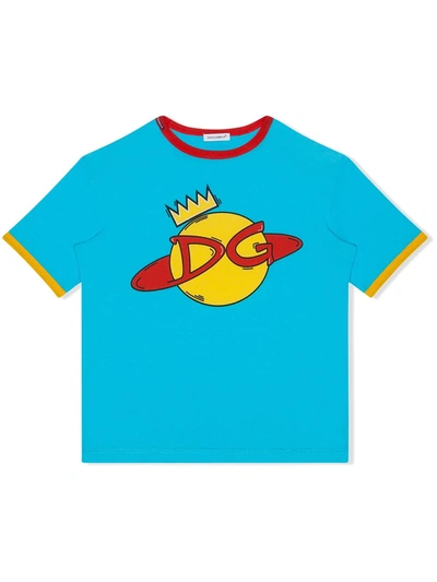 Shop Dolce & Gabbana Dg Planet-print T-shirt In Blue