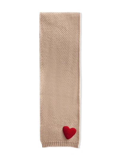 Shop Dolce & Gabbana Heart-detail Knitted Scarf In Brown