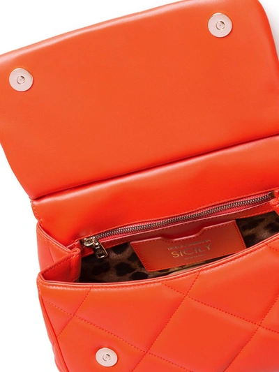 Shop Dolce & Gabbana Logo-plaque Quilted Tote Bag In Orange