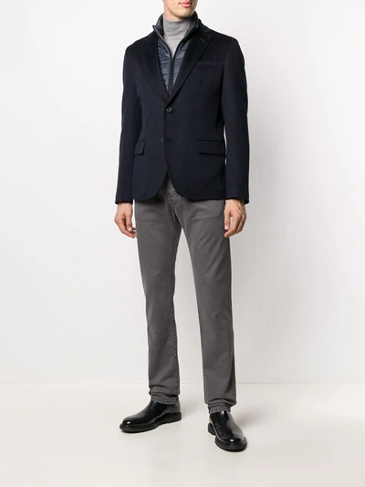 Herno Padded-detail Single-breasted Blazer In Blue