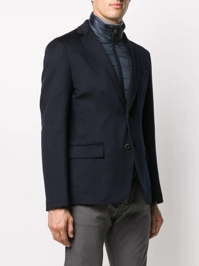 Shop Herno Padded-detail Single-breasted Blazer In Blue
