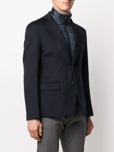 Herno Padded-detail Single-breasted Blazer In Blue