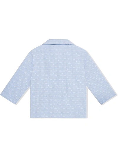 Shop Dolce & Gabbana Dg-logo Pyjama Set With Matching Face Mask In Blue