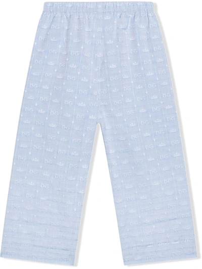 Shop Dolce & Gabbana Dg-logo Pyjama Set With Matching Face Mask In Blue